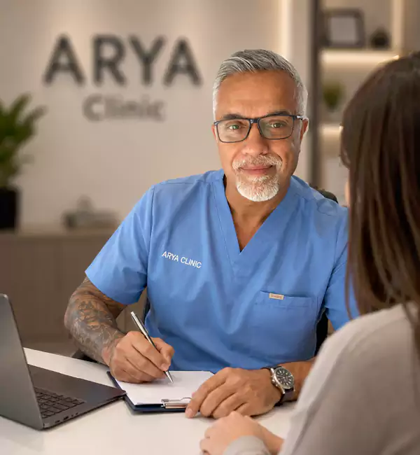 Karl consulting with client